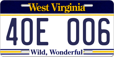 WV license plate 4OE006