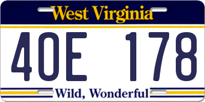 WV license plate 4OE178