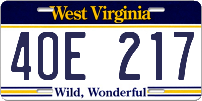 WV license plate 4OE217