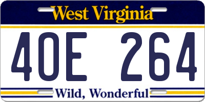 WV license plate 4OE264