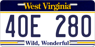 WV license plate 4OE280