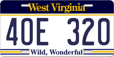 WV license plate 4OE320