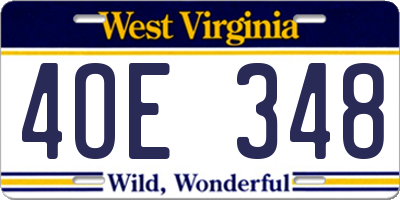 WV license plate 4OE348