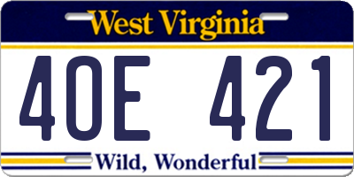 WV license plate 4OE421