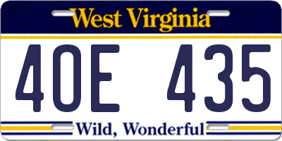 WV license plate 4OE435
