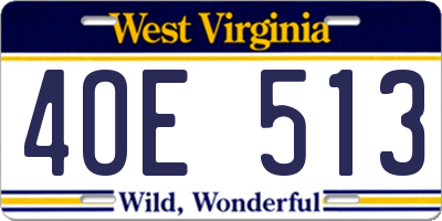 WV license plate 4OE513