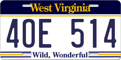 WV license plate 4OE514