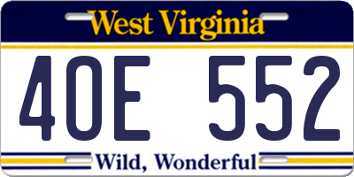 WV license plate 4OE552