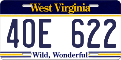 WV license plate 4OE622