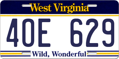WV license plate 4OE629