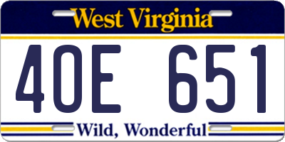 WV license plate 4OE651