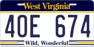 WV license plate 4OE674