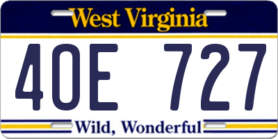 WV license plate 4OE727