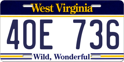 WV license plate 4OE736