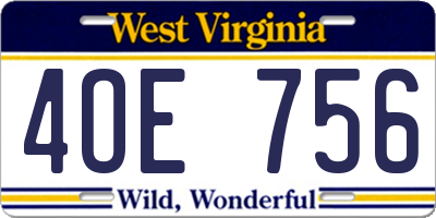 WV license plate 4OE756