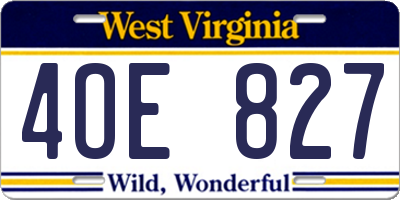 WV license plate 4OE827