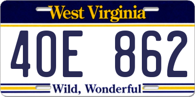 WV license plate 4OE862