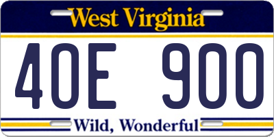 WV license plate 4OE900