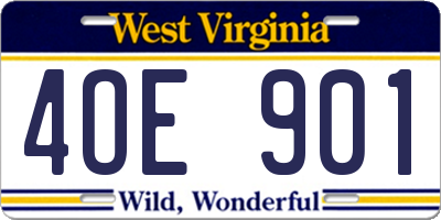 WV license plate 4OE901