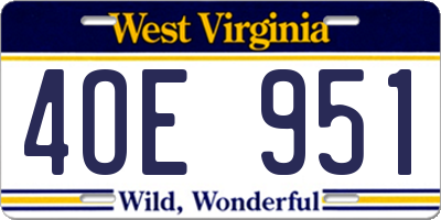 WV license plate 4OE951