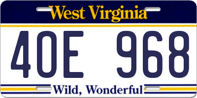 WV license plate 4OE968