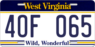 WV license plate 4OF065