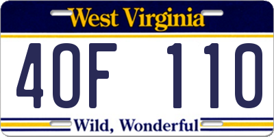 WV license plate 4OF110
