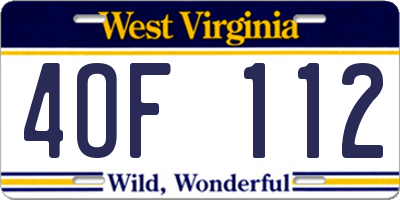 WV license plate 4OF112