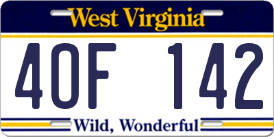 WV license plate 4OF142
