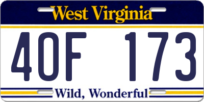 WV license plate 4OF173