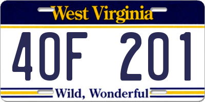 WV license plate 4OF201