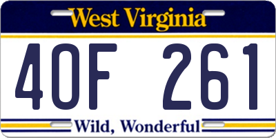 WV license plate 4OF261
