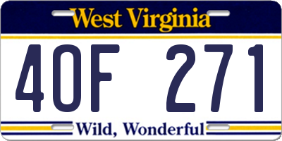 WV license plate 4OF271