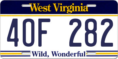 WV license plate 4OF282