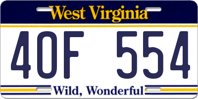 WV license plate 4OF554