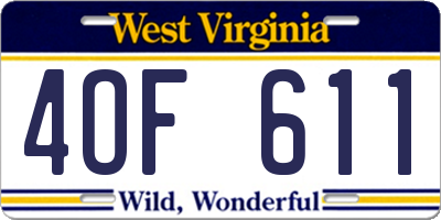 WV license plate 4OF611
