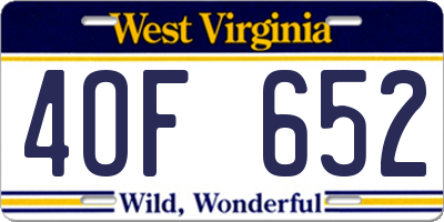 WV license plate 4OF652