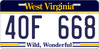 WV license plate 4OF668