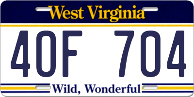 WV license plate 4OF704