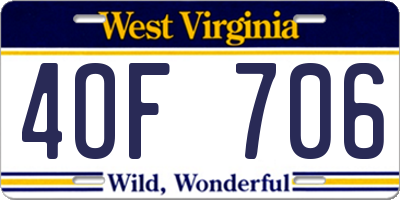 WV license plate 4OF706