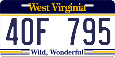 WV license plate 4OF795