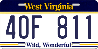 WV license plate 4OF811