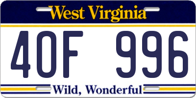 WV license plate 4OF996
