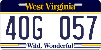 WV license plate 4OG057