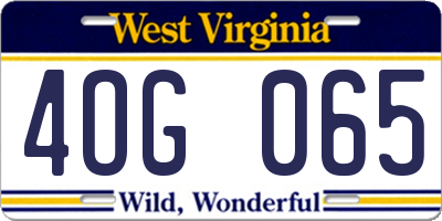 WV license plate 4OG065