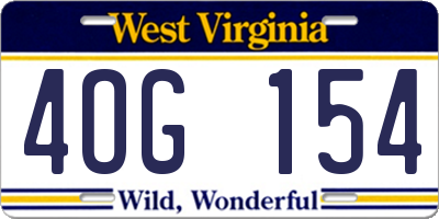 WV license plate 4OG154