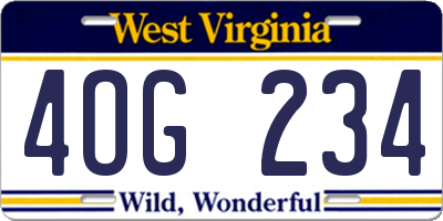 WV license plate 4OG234