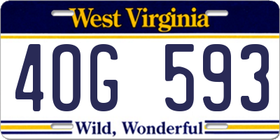 WV license plate 4OG593