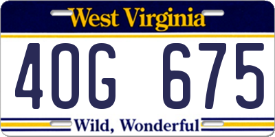 WV license plate 4OG675
