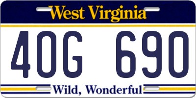 WV license plate 4OG690